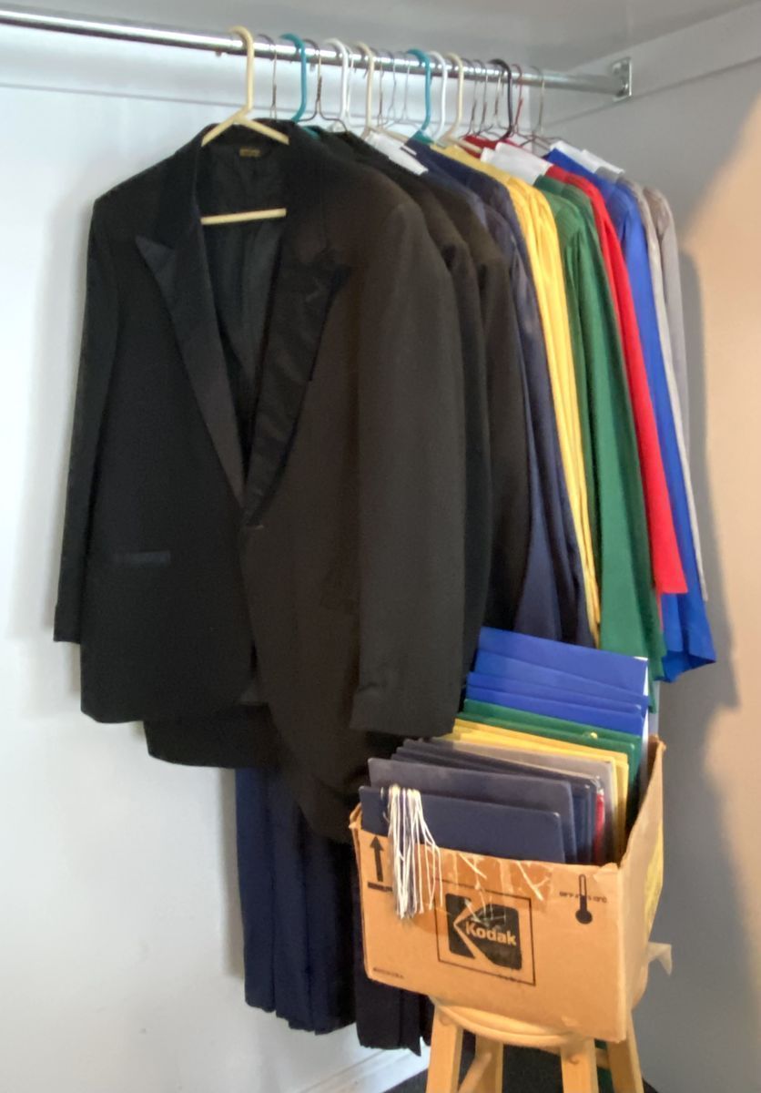Tuxedo Jackets & Graduation Gowns With Caps + Accessories