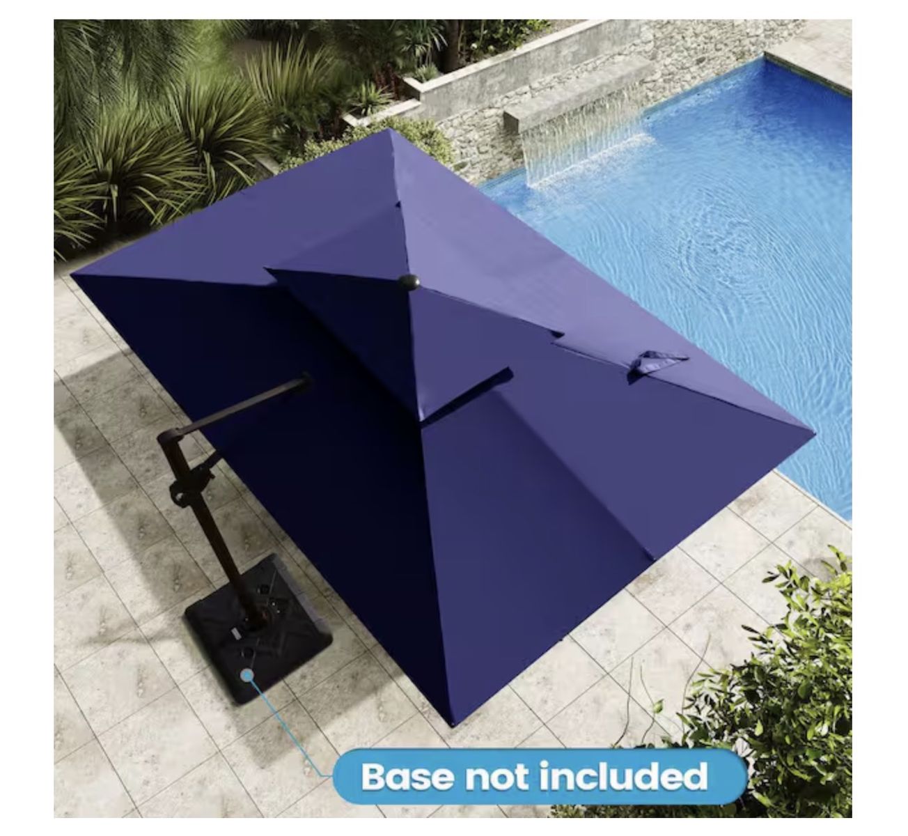 12 ft. x 9 ft. Double Top Outdoor Cantilever Umbrella in Navy Blue Aluminum Patio Offset Umbrella with Cross Stand