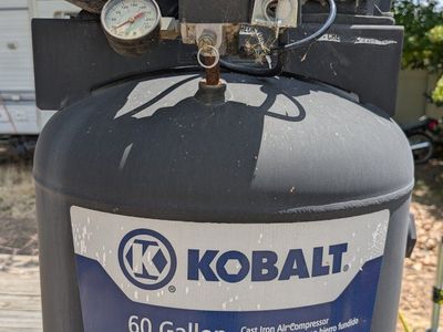 Kobalt 60 Gallon Cast Iron Air Compressor - 3.7 HP, 155 Max PSI, Oil Lubricated