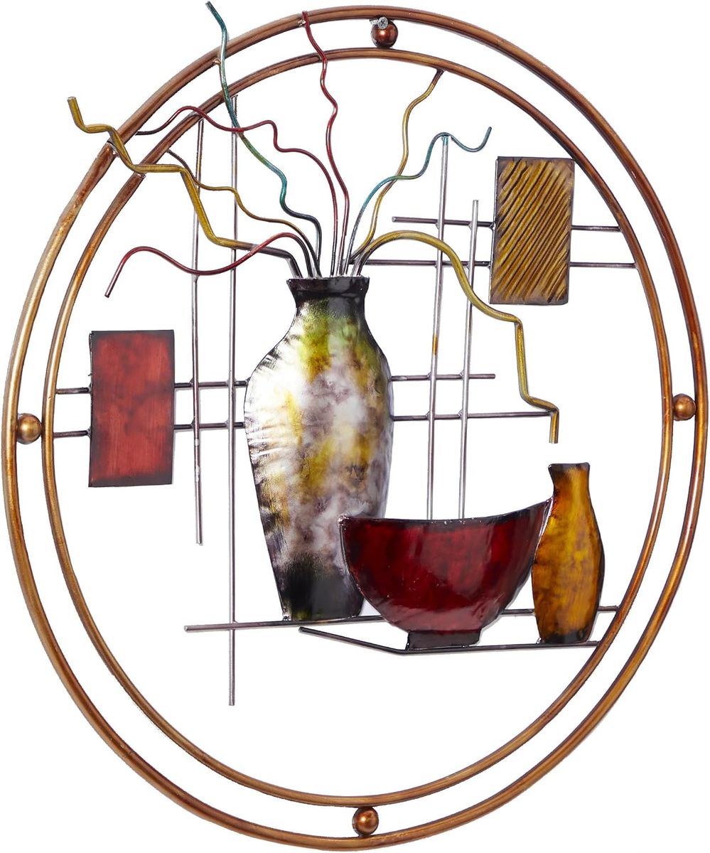 NEW Deco 79 Metal Abstract Home Wall Decor Wall Sculpture with Vase Details, Wall Art 24" x 22" x 1"