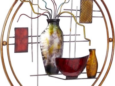 NEW Deco 79 Metal Abstract Home Wall Decor Wall Sculpture with Vase Details, Wall Art 24" x 22" x 1"