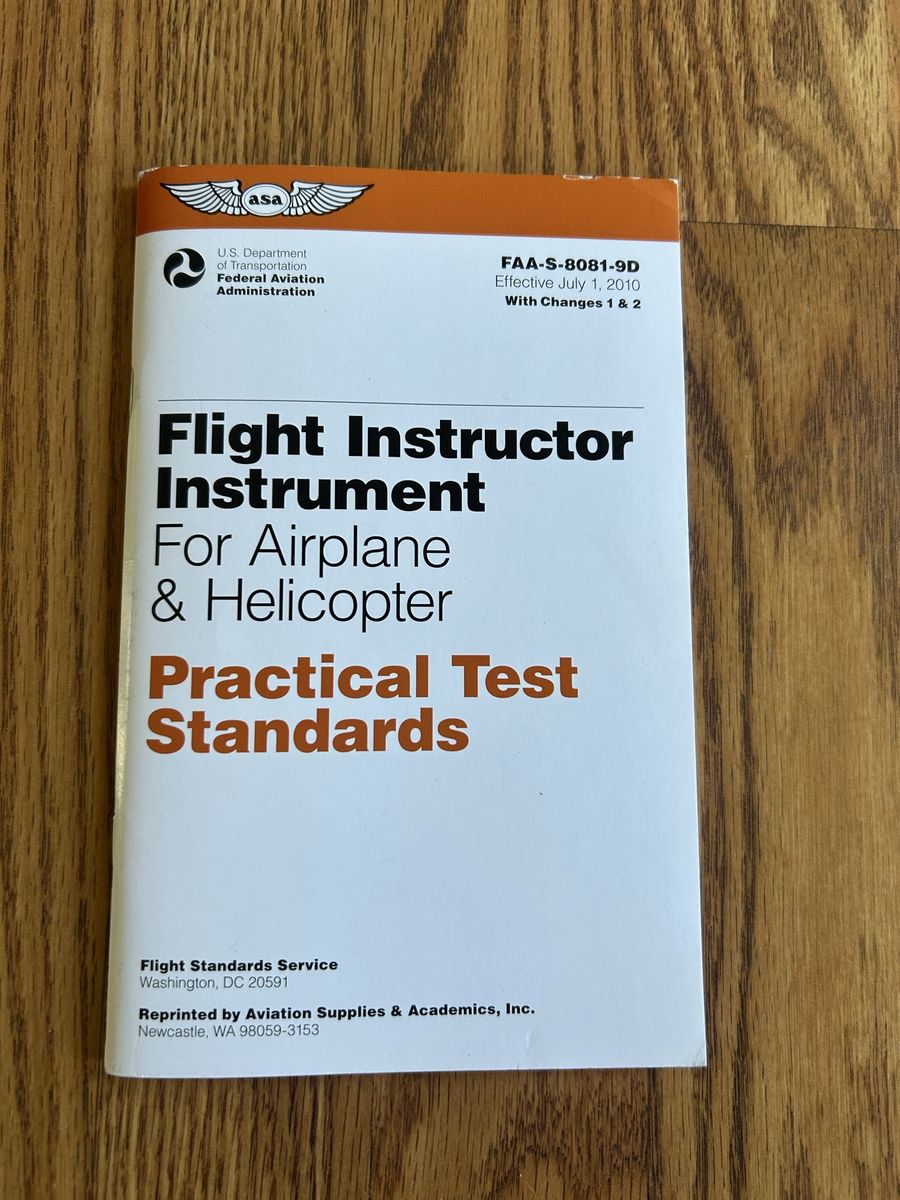 ASA FAA-S-8081-9D Flight Instructor Instrument Practical Test Standards for Airplane & Helicopter