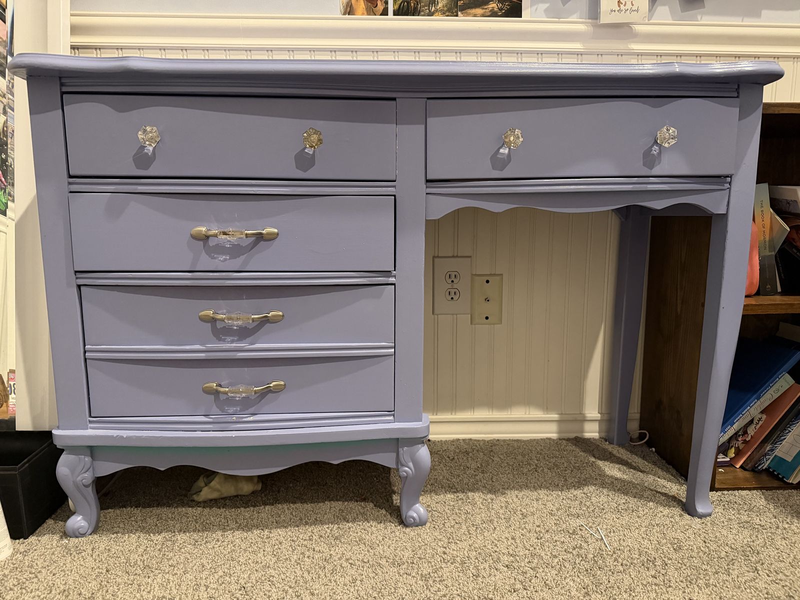 Solid wood desk purple