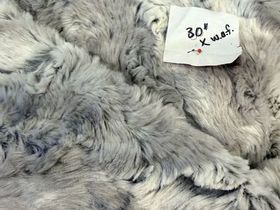 Grey and White Faux Fur Fabric 30 inch x WOF Craft Material