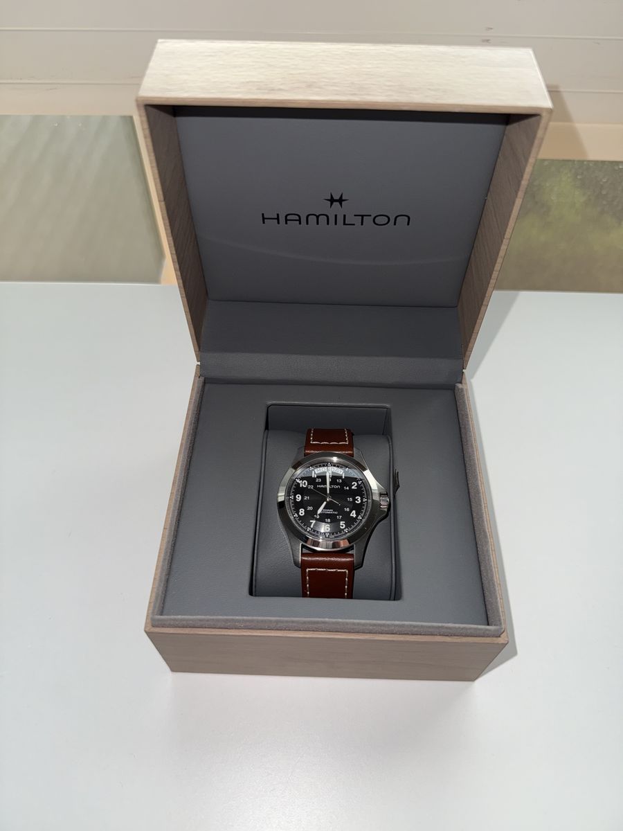 Hamilton Khaki King Automatic Watch with Brown Leather Strap and Box