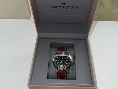 Hamilton Khaki King Automatic Watch with Brown Leather Strap and Box