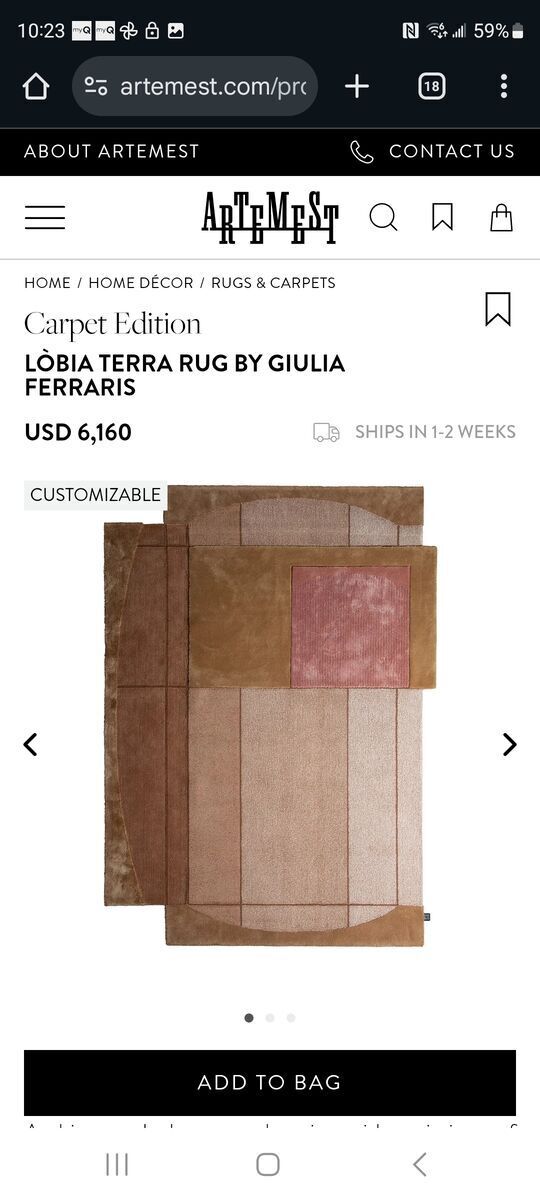 Carpet Edition Lòbia Terra Rug by Giulia Ferraris 9'2"×79
