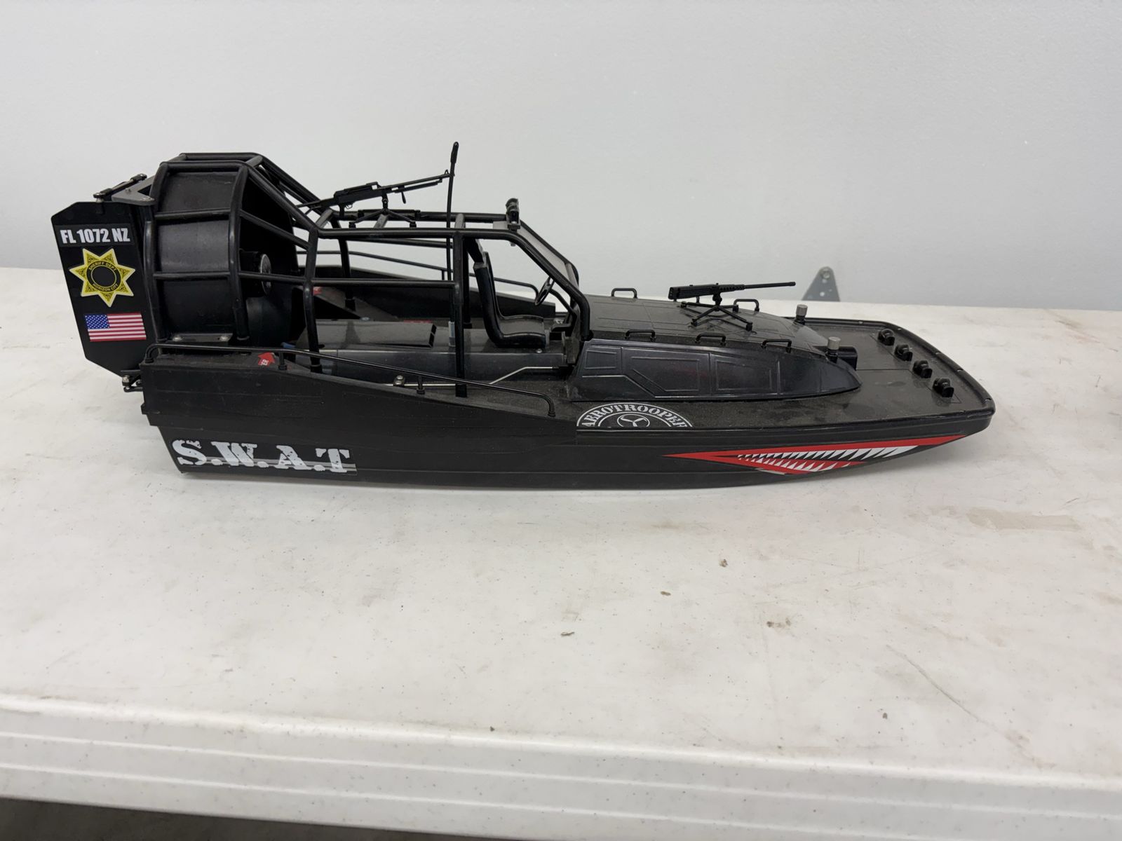 Aerotrooper SWAT Remote Control Airboat RC Boat Black with Remote Control