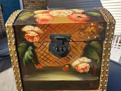Vintage hand painted domed trunk
