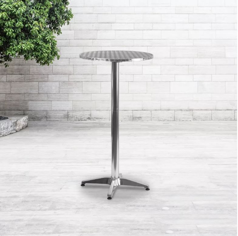 NEW! 24 Inch Round Aluminum Indoor/Outdoor Bar Height Bistro Table w/Flip-Up Table