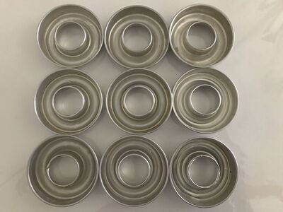 18 Vintage Aluminum Ring Molds Mini Cake Donut Jello Pastry Baking Tins Rounds 3 1/2” Round