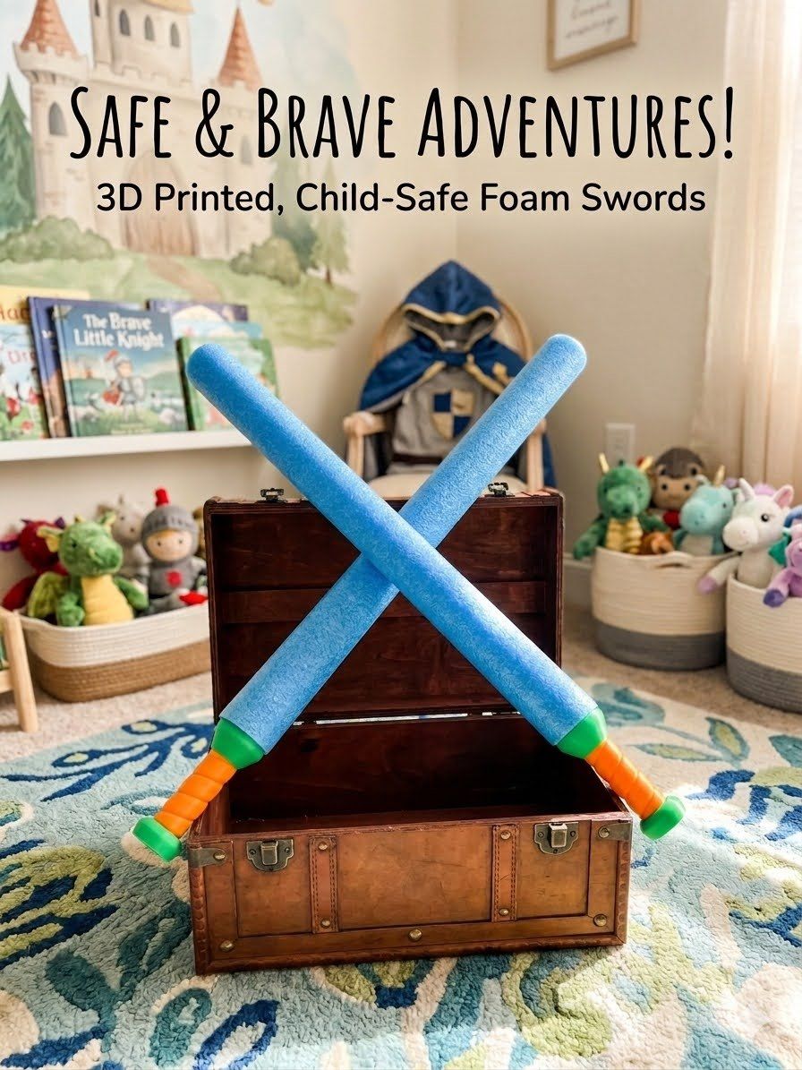 3D Printed, Child-Safe Foam Swords - Set of 2 Play Swords