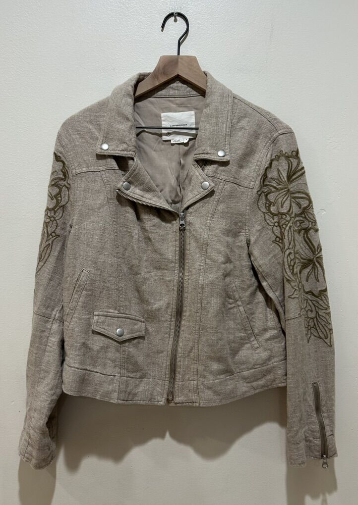 By Anthropologie Beige Tessa Embroidered Jacket