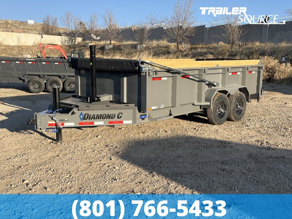 7x16 Diamond C LPT 207 Dump Trailer - 32" Sides - 15.5K GVWR - 14 Ply Tires, Board Brackets, Long Arm Tarp