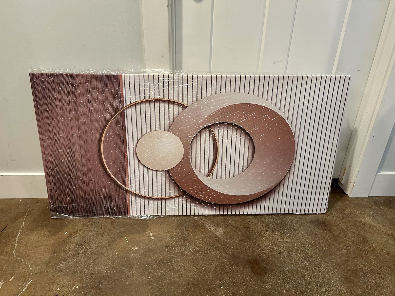 New Abstract Canvas Wall Art Brown Geometric Circles