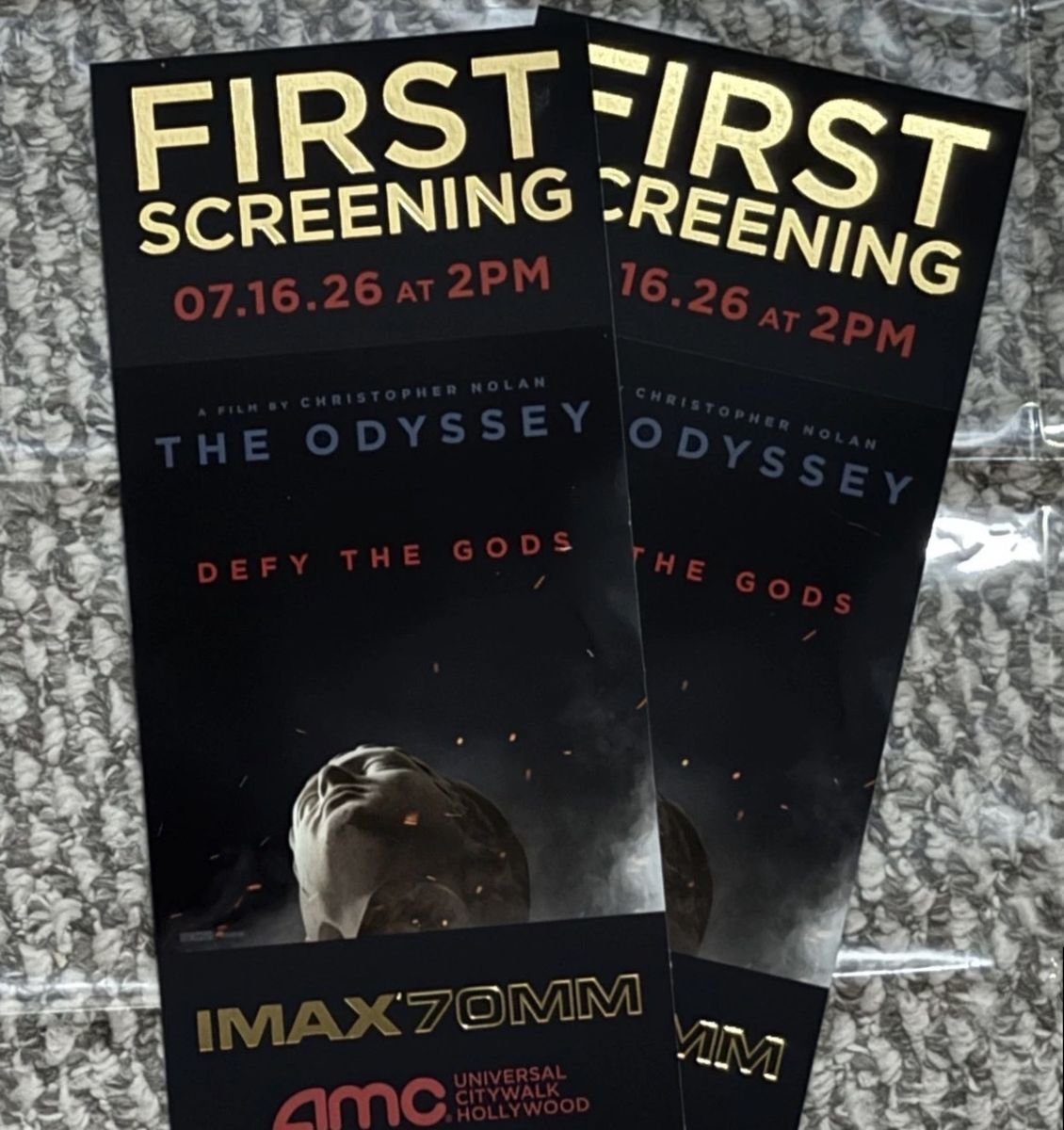 LAST-MINUTE: The Odyssey TWO 70mm IMAX Tickets TOMORROW (Universal LA)  TOMORROW, Universal City Walk!! - 07.16.26 at 2PM