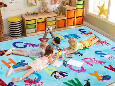 NEW Classroom Rug Elementary Colorful Alphabet Kids Rugs for Playroom Machine Washable Nursery Rugs for ChildrenToddlers Bedroom