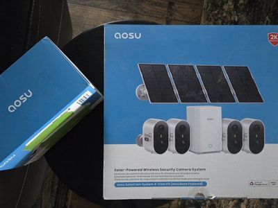AOSU Solar-Powered Wireless Security Camera System 4-Cam Kit 2K QHD