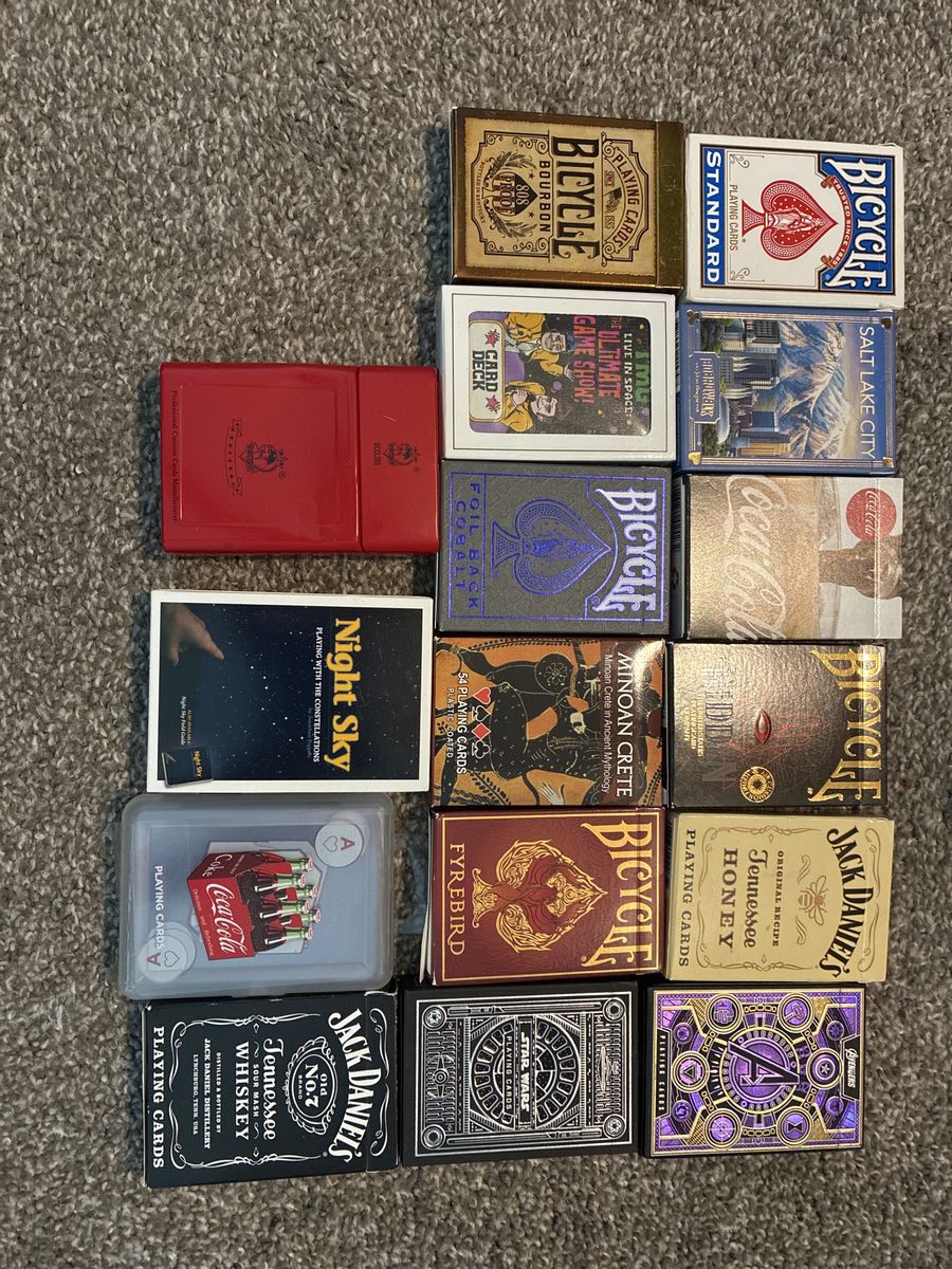 Many decks of poker cards
