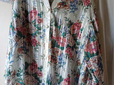 Victoria's Secret Floral Satin Button-Front Robe/Pajama Top, Multi-Color, Size tag visible