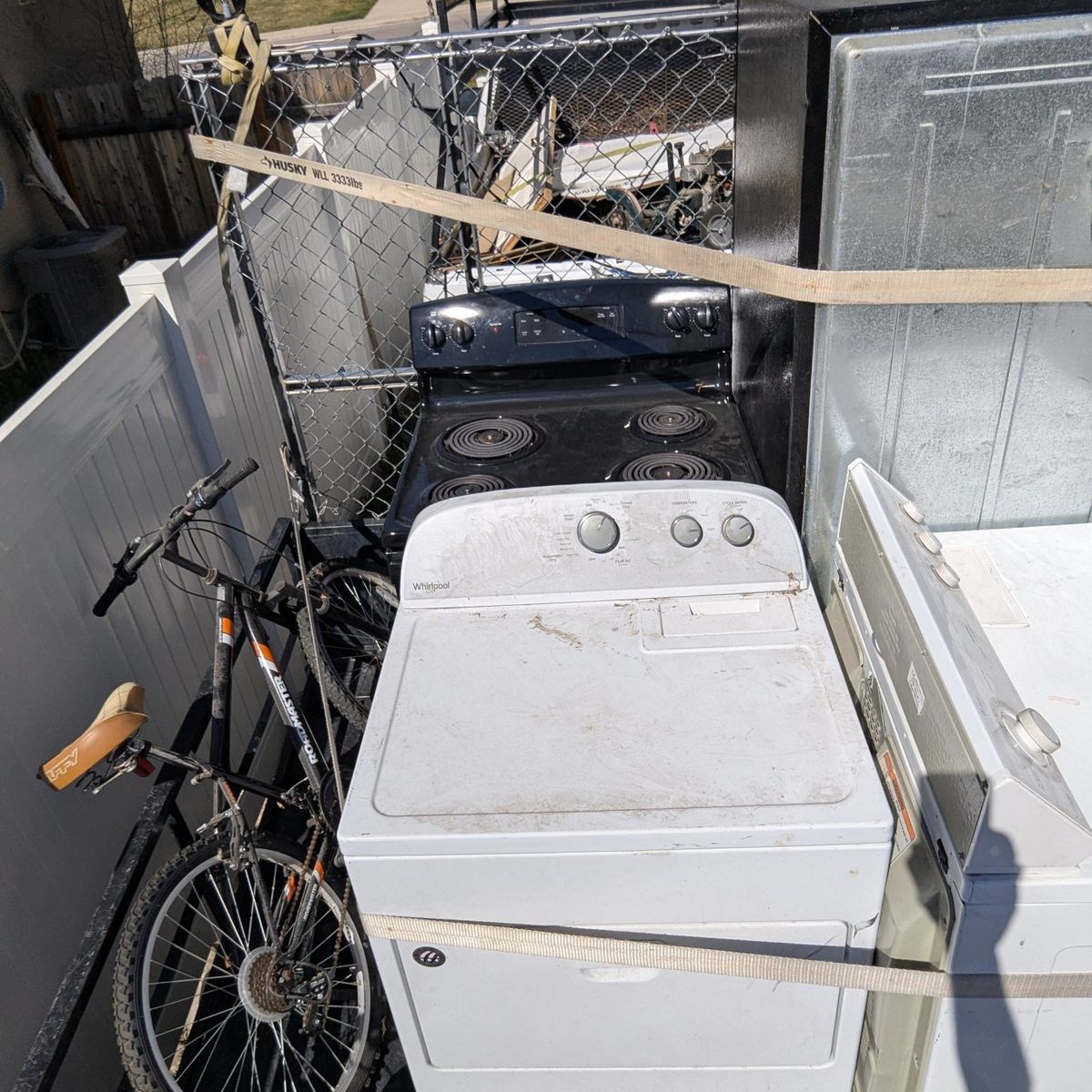 washer, dryer, stove and a fridge