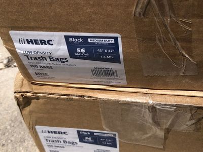 Lil HERC 56 Gallon Low Density Black Medium-Duty Trash Bags, 1.5 mil, 100 Count (Two Boxes)
