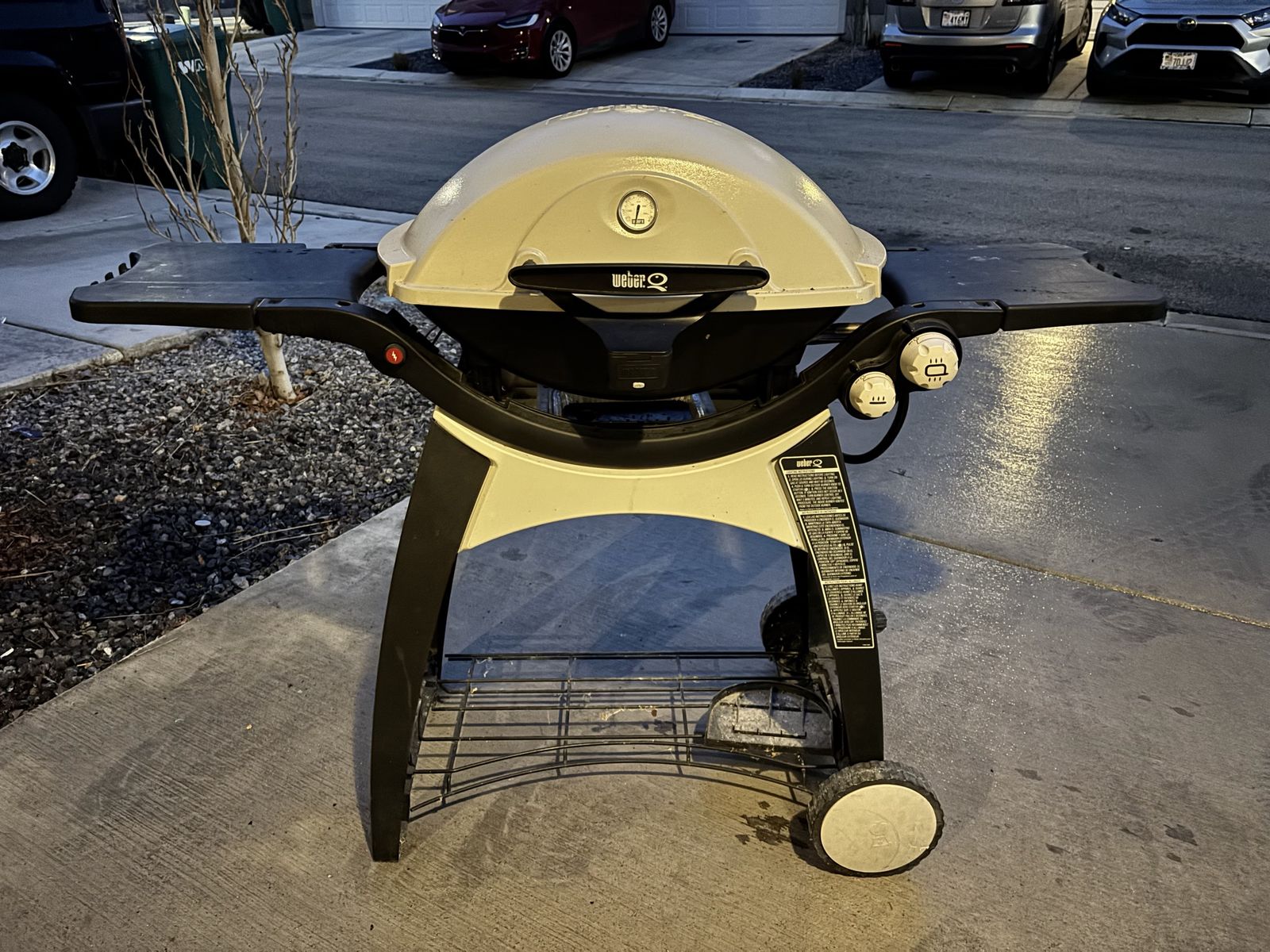 Weber Q Portable Propane Gas Grill with Stand and Dual Side Tables