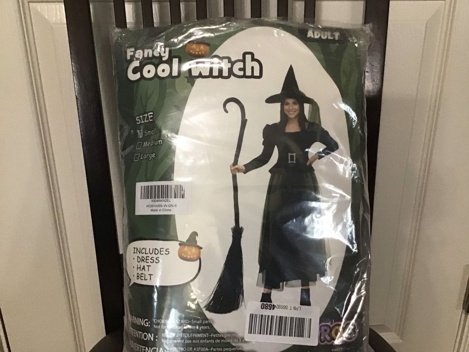 Fancy Cool Witch Adult Halloween Costume - Size Small (Dress, Hat, Belt)