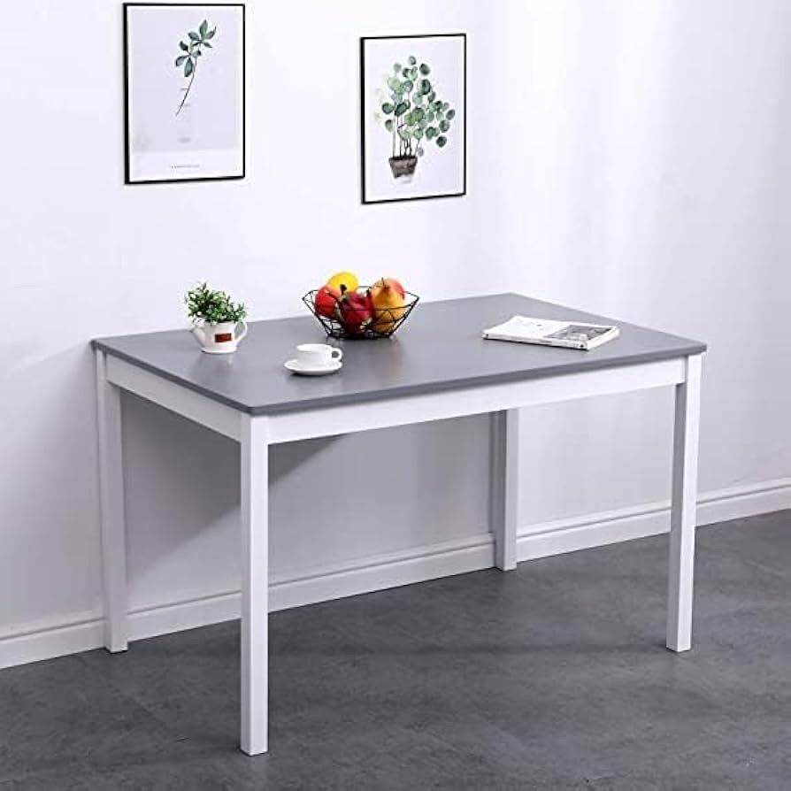 SogesHome Dining Table White grey Table Only