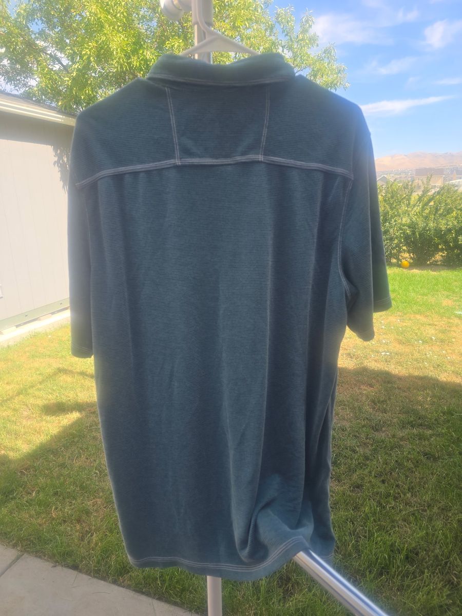 Tommy Bahama Men's Striped Polo Shirt – Teal Blue Emissary Knit Short Sleeve