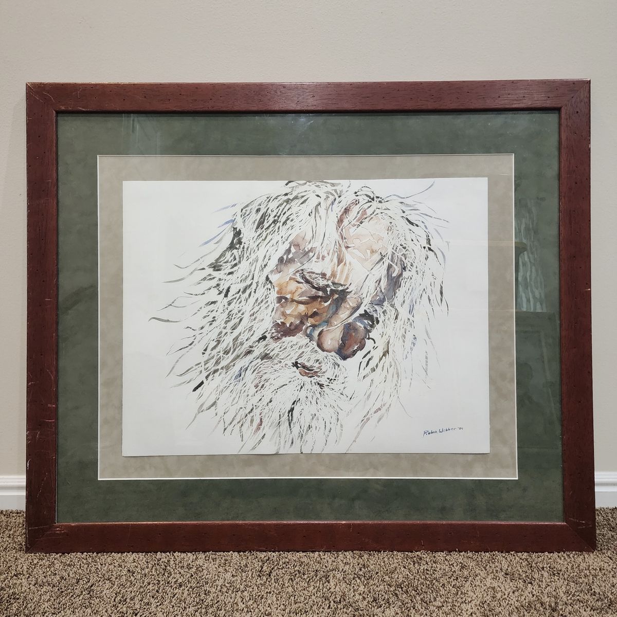 VINTAGE WATERCOLOR ARTWORK ART EXPRESSIONISTIC BY UTAH ARTIST ROBIN WEBBER MATTE FRAME QUALITY!