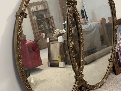 Vintage Gold Ornate Dual Oval Wall Mirror