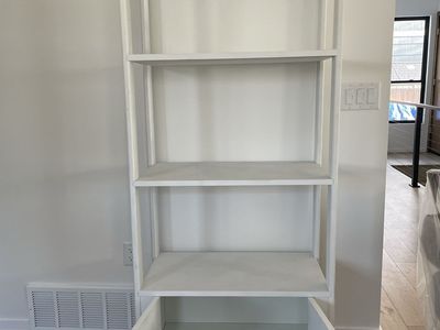 White Wood Ladder Bookshelf with Cabinet Storage - Modern 4-Tier Display Shelf