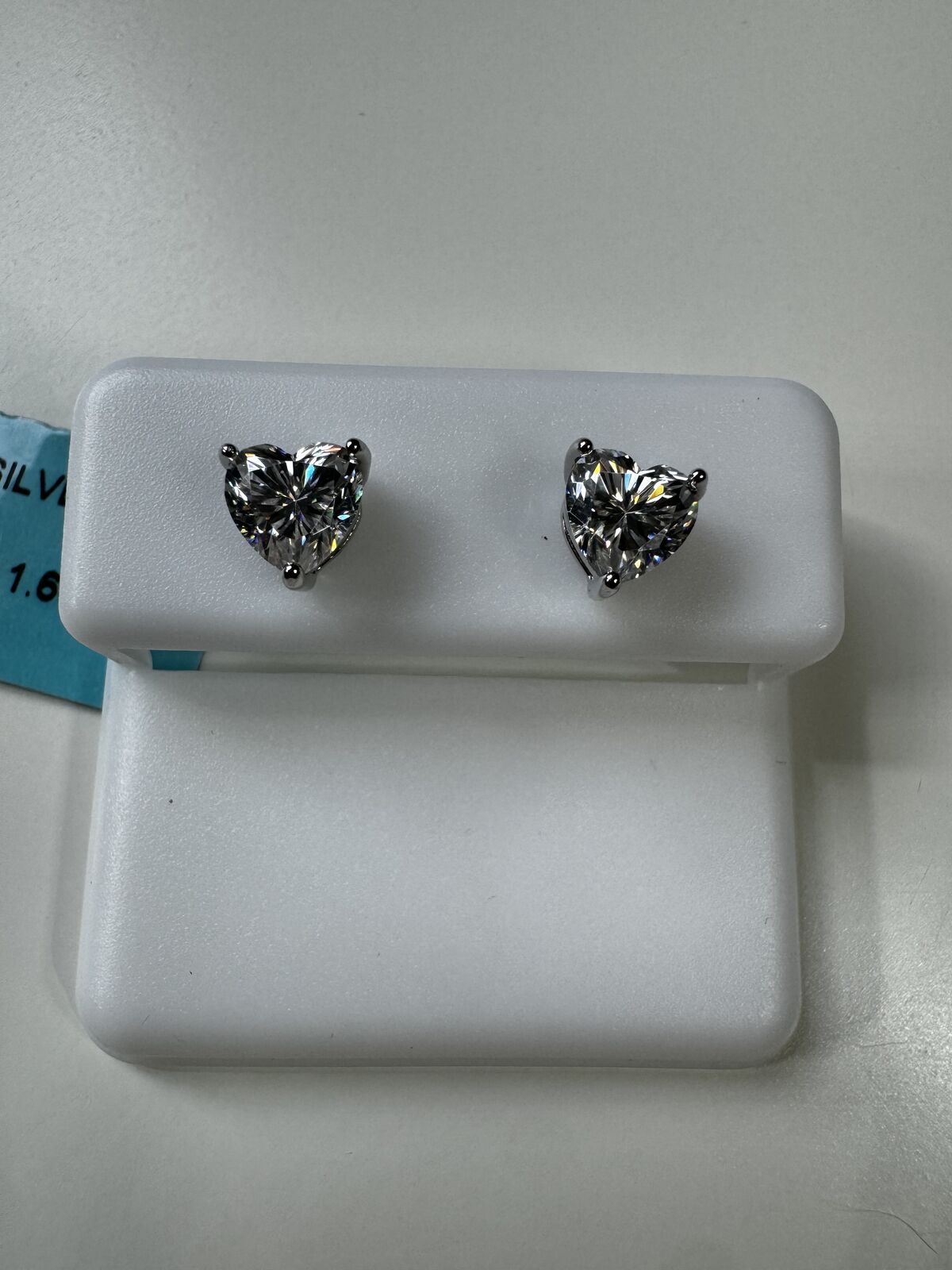 Heart Shaped Moissanite Earrings - 1.6 CTW Sterling Silver w/ Secure Screw Backs
