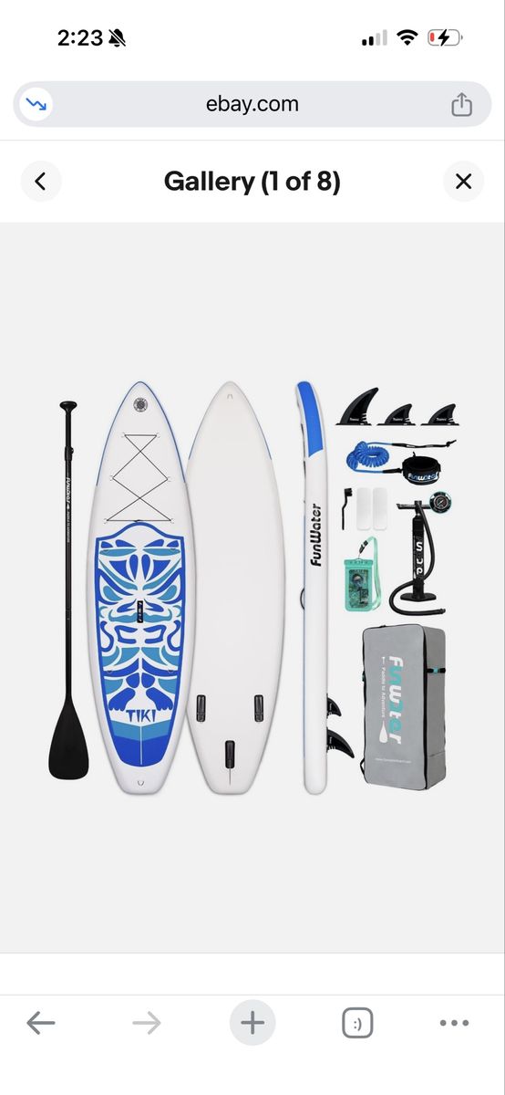 FunWater 10'6" Inflatable Stand Up Paddle Board (Tiki) with Accessories and Bag