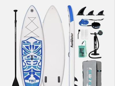 FunWater 10'6" Inflatable Stand Up Paddle Board (Tiki) with Accessories and Bag