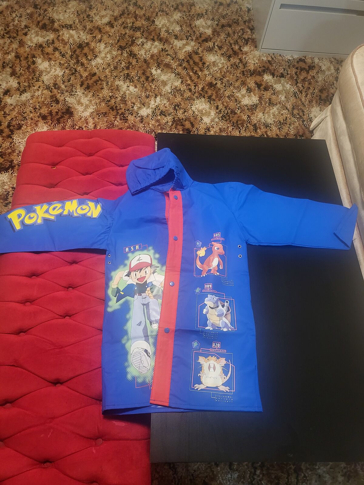 Pokemon Jacket Youth Size 6 Blue Nintendo Hooded Raincoat PVC Blastoise By Nintendo