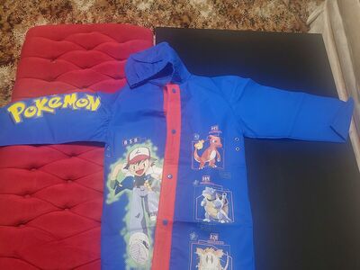 Pokemon Jacket Youth Size 6 Blue Nintendo Hooded Raincoat PVC Blastoise By Nintendo