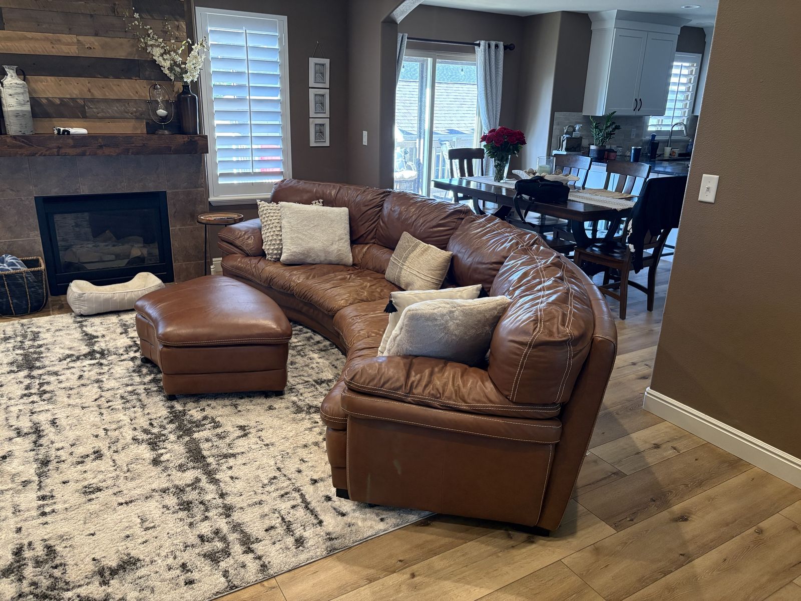 Leather Couch and Ottoman