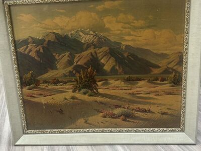 Large Framed Vintage Mountain Desert Print