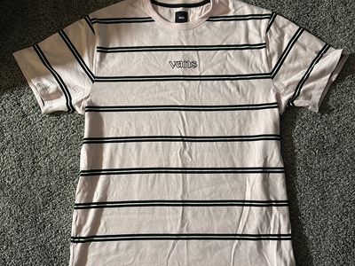 Vans Men's X-Large Light Pink Striped T-Shirt Skater Tee - 100% Cotton