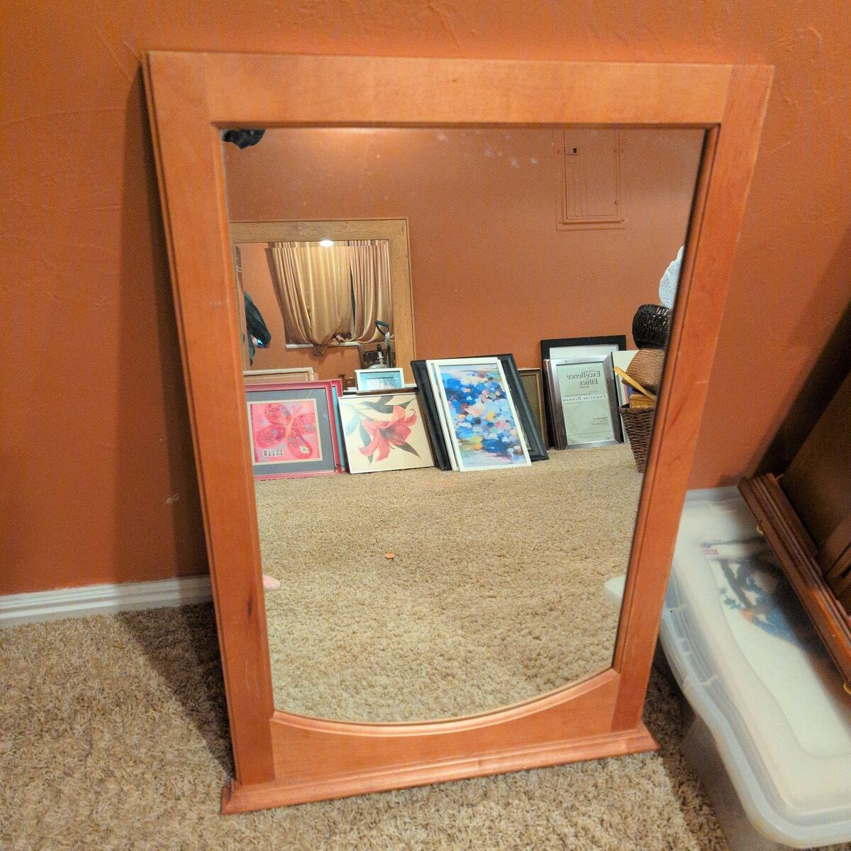 wooden rectangular mirror
