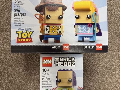 LEGO BrickHeadz Disney Pixar Toy Story Woody & Bo Peep (40553) and Buzz Lightyear (40552) Building Kits