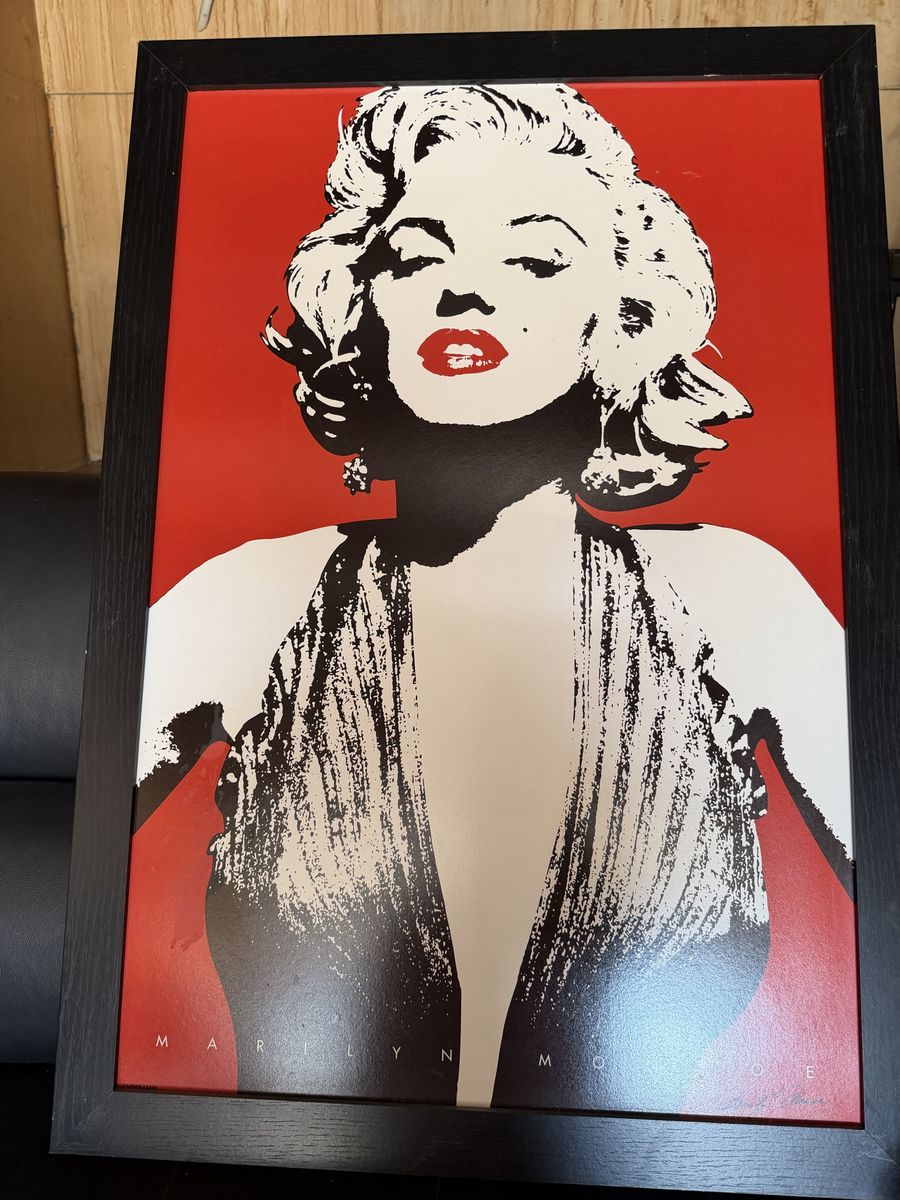 Marilyn Monroe Pop Art Poster Print, Red & Black, Framed Wall Decor, Classic Hollywood