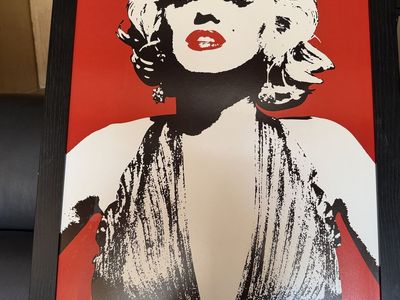 Marilyn Monroe Pop Art Poster Print, Red & Black, Framed Wall Decor, Classic Hollywood
