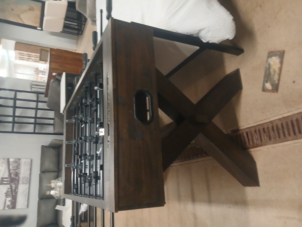 rustic fooseball table
