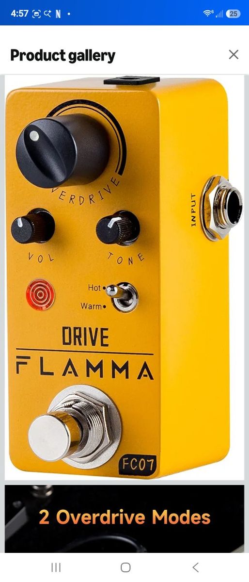 FLAMMA FC07 Drive Overdrive Guitar Pedal with 2 Modes - Hot and Warm