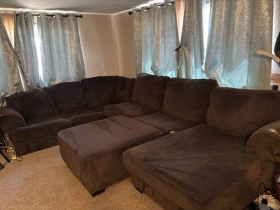 Large 3-Piece Sectional Couch with Ottoman – $80 (As-Is)