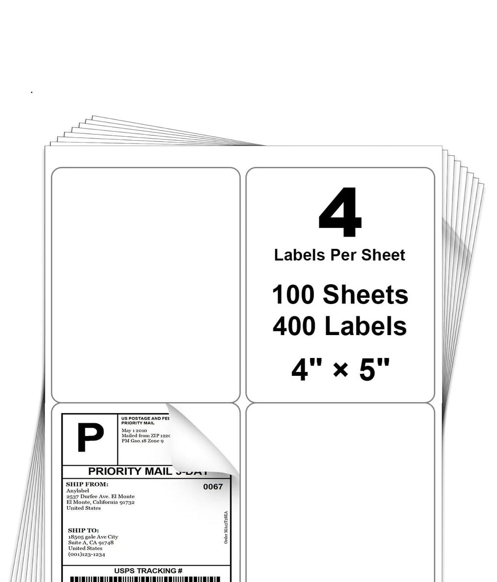 [300 Labels] 4 x 5 EcoSwift Laser/Ink Address Shipping Packaging Adhesive Labels