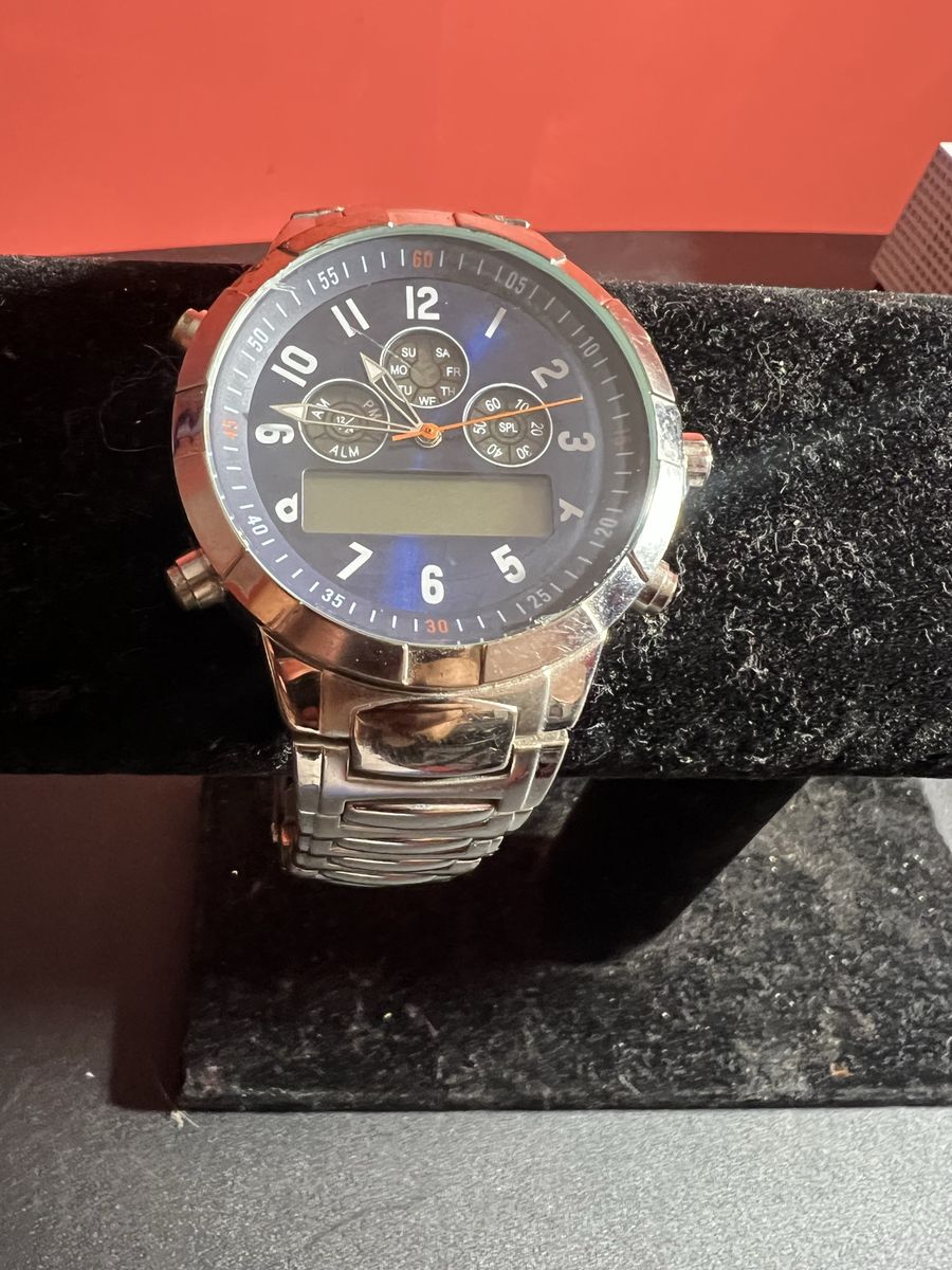 Unbranded Analog Digital Watch - Silver Tone with Blue Dial